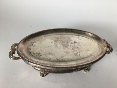 Chauffe plat ovale en métal argenté