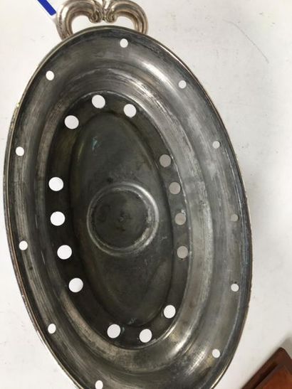 Chauffe plat ovale en métal argenté