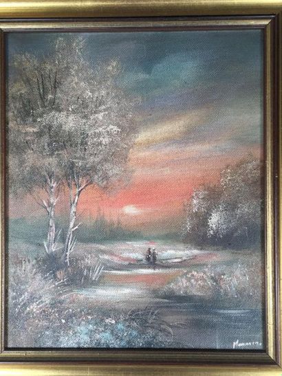 MAUSSEU
Paysage avec deux bouleux et couchet...