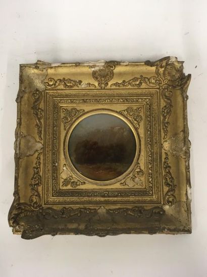 Peinture sous verre dans un cadre doré
Epoque...