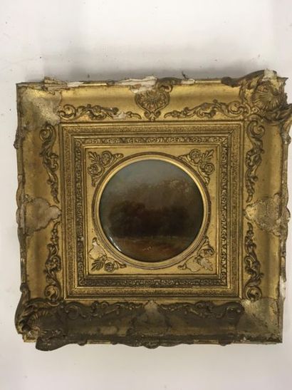 Peinture sous verre dans un cadre doré
Epoque...
