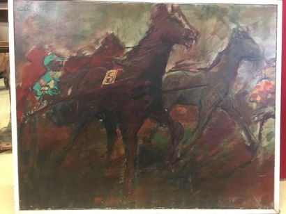 A COUTTY
course de trot
65 x 81 cm
huile...
