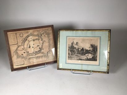Vue du château de Kayersberg et plan de Strasbourg...