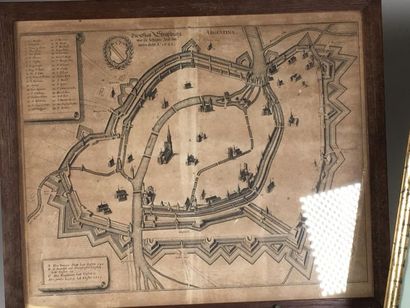 Vue du château de Kayersberg et plan de Strasbourg...