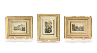 3 gravures en couleur dont Pont du diable...