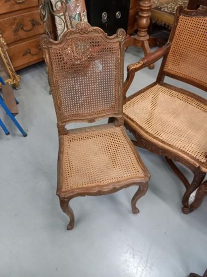 2 fauteuils et 2 chaises canées