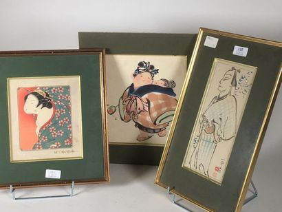 Trois estampes Japonnaises
Estampe non encadré...
