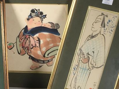 Trois estampes Japonnaises
Estampe non encadré...