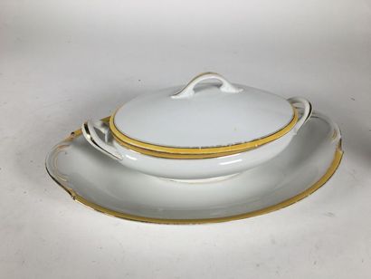 Service de table en porcelaine jaune blanche...