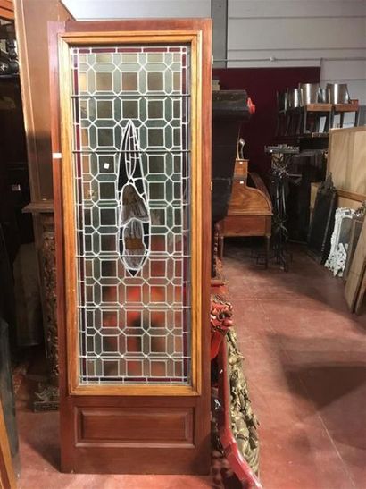 Paire de vitraux religieux 
H : 71 l : 210...