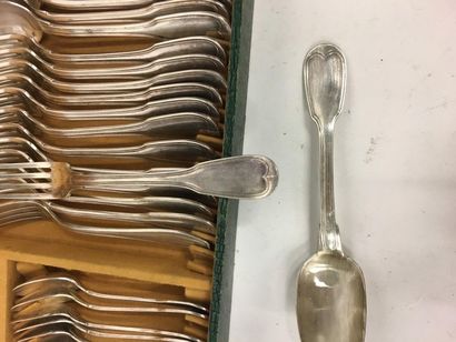 Partie de ménagère en métal argenté modèle...
