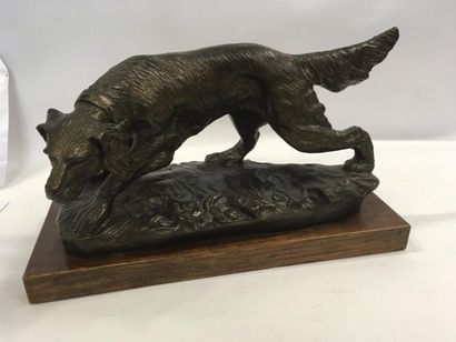 Epagneul en bronze fonte artisanale 
Dim...