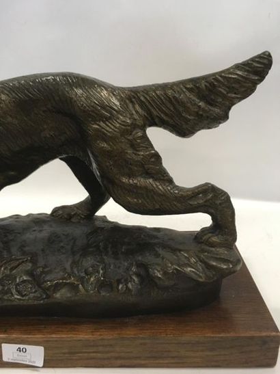 Epagneul en bronze fonte artisanale 
Dim...