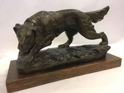 Epagneul en bronze fonte artisanale 
Dim...