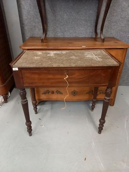 Table desserte plateau marbre ouvrant par...
