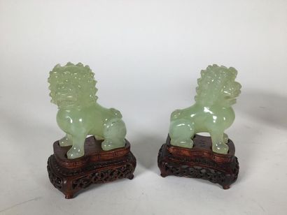 Paire de chiens de Fo en jadéite verte
H...