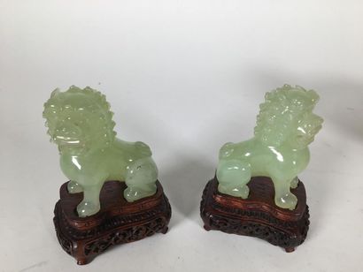 Paire de chiens de Fo en jadéite verte
H...