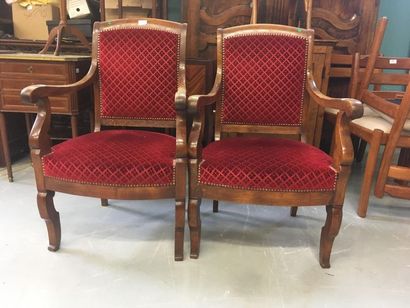 Paire de fauteuils époque Restauration velours...