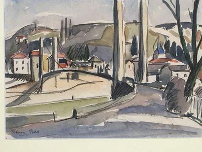 Adrien BAS 
Paysage de Provence
Vue de montagne
19...
