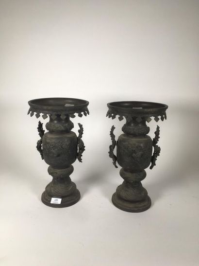 Paire de vases en bronze Chine 19ème
H :...