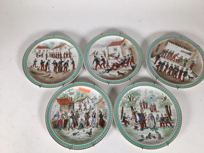 Assiettes à dessert Creil scène de la vie...