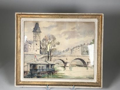 G. CHAUTEZ ?
Vue de Paris
Aquarelle
Datée...