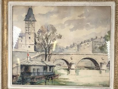 G. CHAUTEZ ?
Vue de Paris
Aquarelle
Datée...