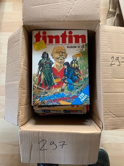 Un carton du Journal de TINTIN, avec deux...