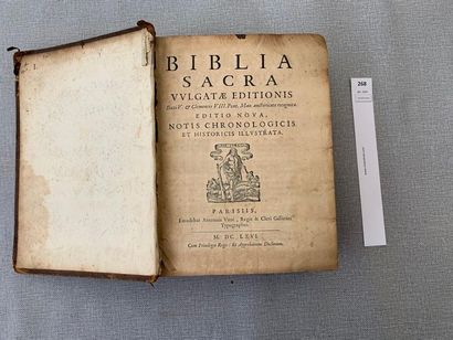 Biblia Sacra. Un volume in-4 relié cuir....