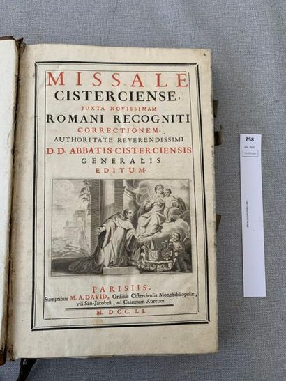 Missale cisterciense. 1 volume in-folio....