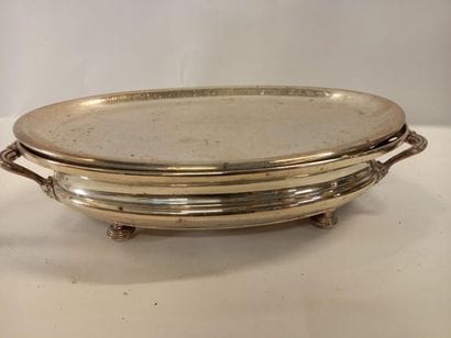 Chauffe plat en métal argenté