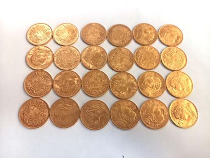 24 pièces de 20 francs Suisse or