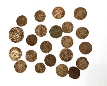 LOT de 22 monnaies féodales et royales en...