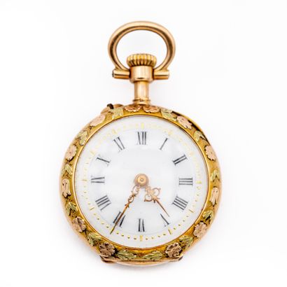 Montre de col en or jaune 18 K (750) à deux...