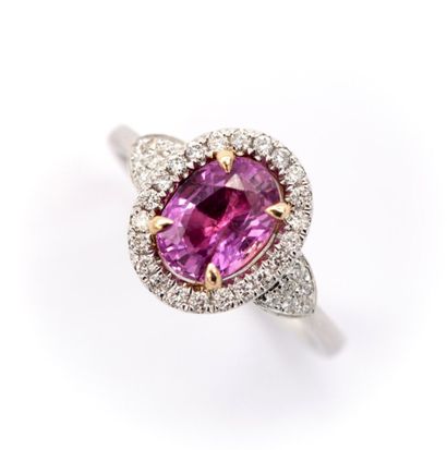 Bague en or blanc (750) 18K sertie d'un saphir...