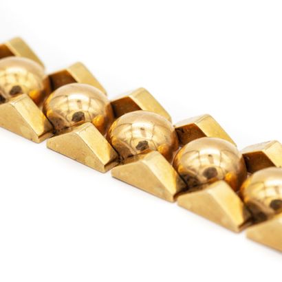 Bracelet tank en or jaune (750) 18K, suite...