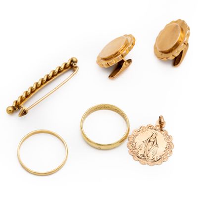 Lot en or jaune 18 K (750) : paire de boutons...