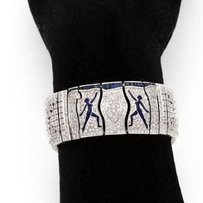 Bracelet ruban en or blanc (750) 18K pavé...