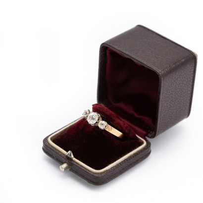 Bague en or jaune 18 K (750), trilogie de...