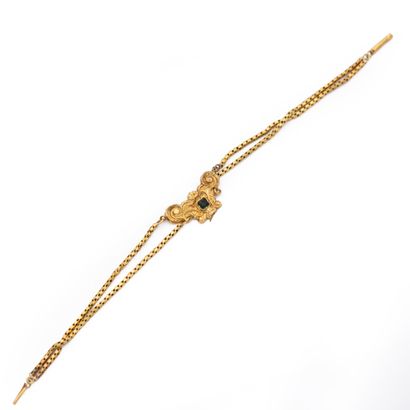 Bracelet en or jaune 18K (750) à deux rangs...