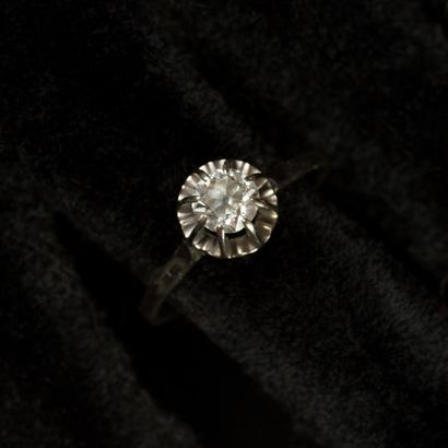 Solitaire. Diamant taille ancienne de 0,60...