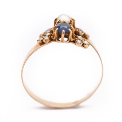 Bague croisée en or rose 18 K (750), ornée...