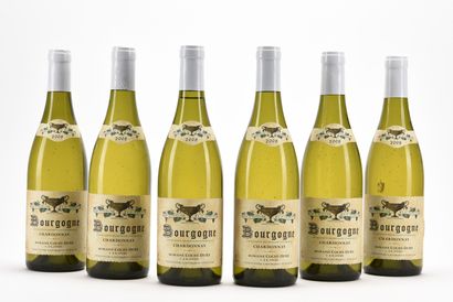 6 B BOURGOGNE CHARDONNAY (1 étiquette plissée)...