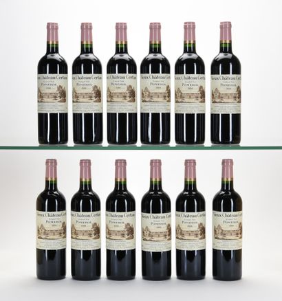 12 B VIEUX CHÂTEAU CERTAN (Caisse Bois d'origine...