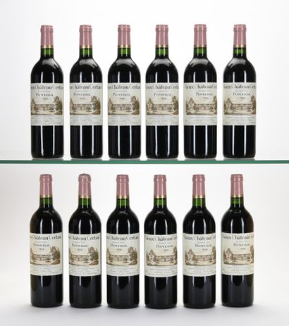 12 B VIEUX CHÂTEAU CERTAN (Caisse Bois d'origine...