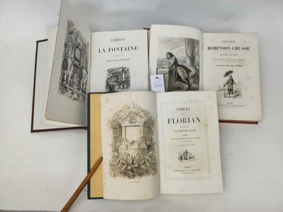 Réunion de 3 volumes illustrés du XIXe siècle....