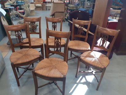 Six Chaises pailées 19ème siècle
H : 87 H...