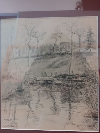 Le pont au rat 
Dessin au fusain 
25.5 x...