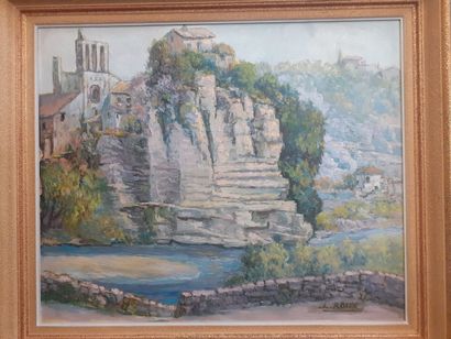 L ROUX 
Vue de la Drome
Huile sur panneau
SIgnée...
