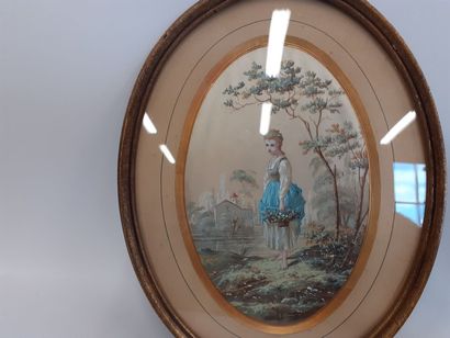 Deux Gouaches vers 1900 dans le goût du 18ème...